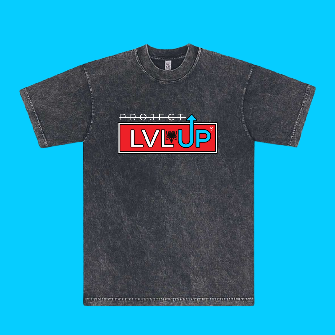 Project LVLUP ALBANIA - Mineral Wash - Carbon - 100% Cotton - Made In U.S.A.