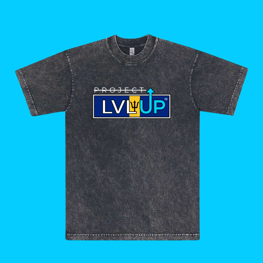Project LVLUP BARBADOS - Mineral Wash - Carbon - 100% Cotton - Made In U.S.A.