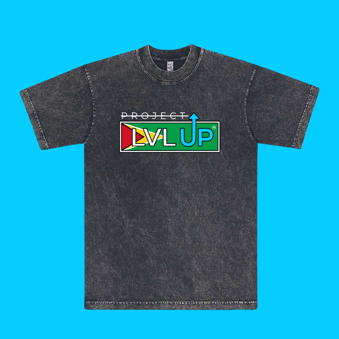 Project LVLUP GUYANA - Mineral Wash - Carbon - 100% Cotton - Made In U.S.A.