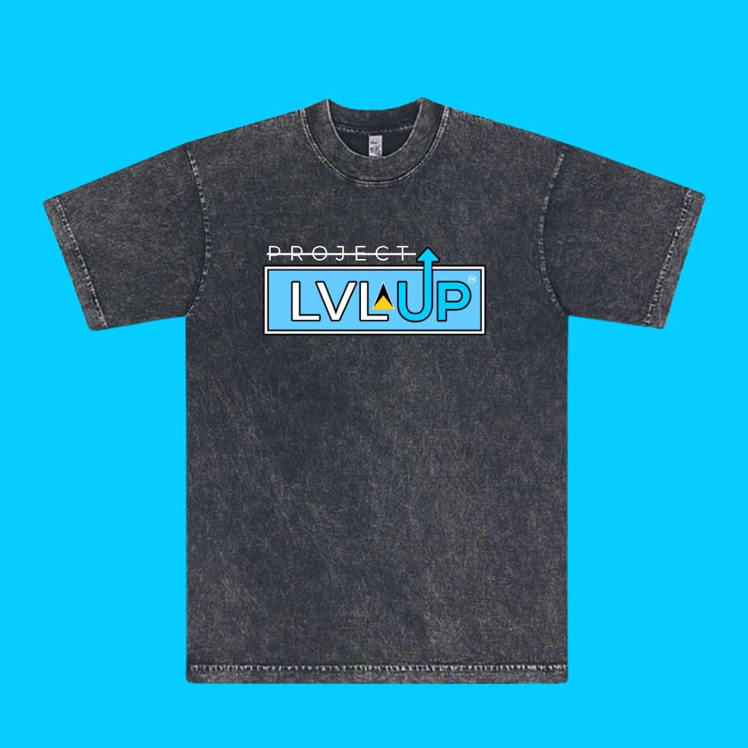 Project LVLUP SAINT LUCIA - Mineral Wash - Carbon - 100% Cotton - Made In U.S.A.
