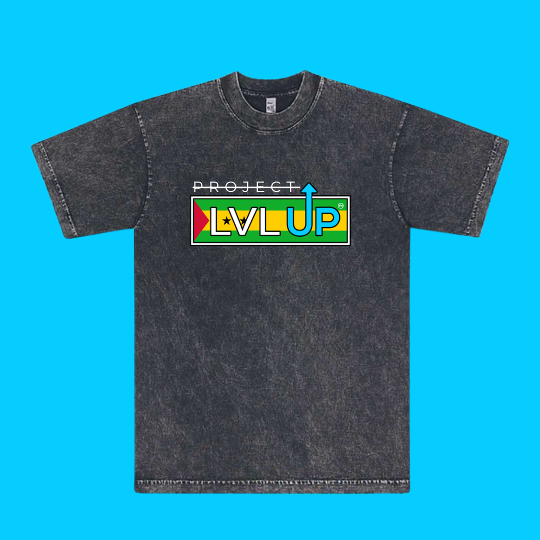 Project LVLUP SAO TOME AND PRINCIPE - Mineral Wash - Carbon - 100% Cotton - Made In U.S.A.