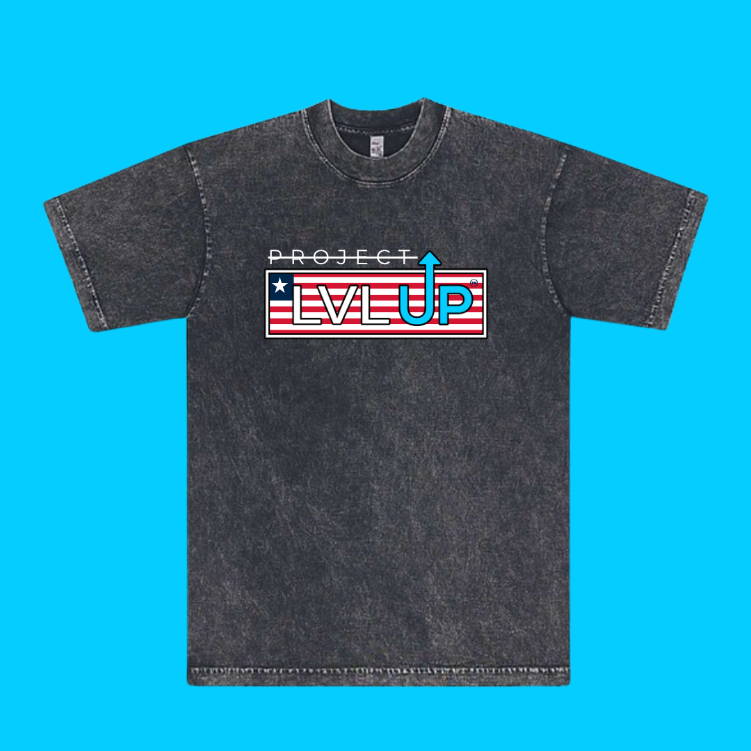 Project LVLUP LIBERIA - Mineral Wash - Carbon - 100% Cotton - Made In U.S.A.