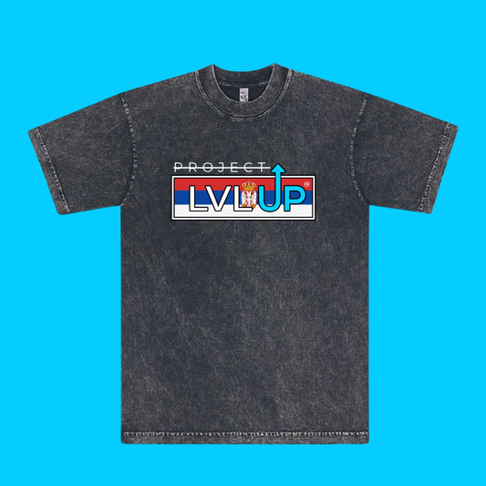 Project LVLUP SERBIA - Mineral Wash - Carbon - 100% Cotton - Made In U.S.A.