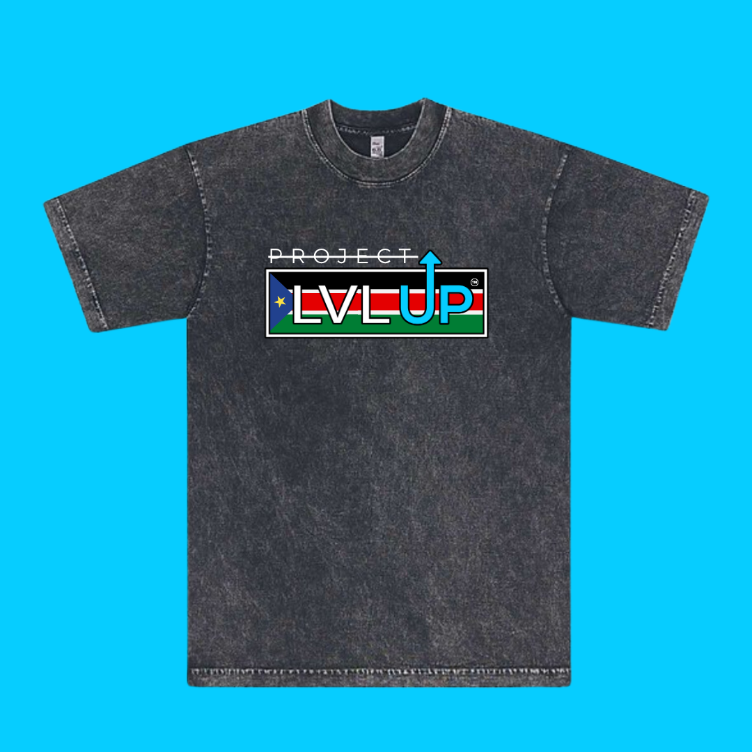 Project LVLUP SOUTH SUDAN - Mineral Wash - Carbon - 100% Cotton - Made In U.S.A.